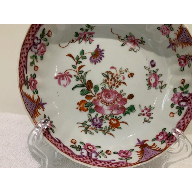 Late 18th Century 18th Century Antique Chinese Export Qianlong Famille Rose Saucer/ Small Dish- 1780 For Sale - Image 5 of 11