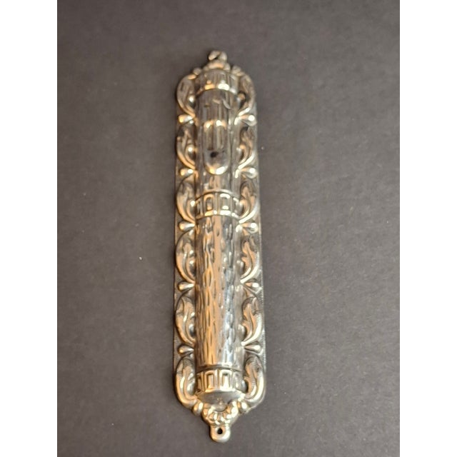 Sterling Silver 925 Repousse Mezuzah Case 6" Bark & Scrollwork For Sale In Boston - Image 6 of 13