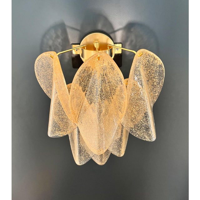 Copper Vintage Gold Murano Glass Petal Wall Sconces from Rondini, 1990s, Set of 2 For Sale - Image 8 of 16