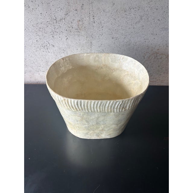 Shell Vintage 1980s Coastal Capiz Shell Wastebasket For Sale - Image 7 of 7