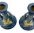 Art Deco Pair of 1940s Roseville Zephyr Lily Bermuda Blue Candlestick Holders For Sale - Image 3 of 10
