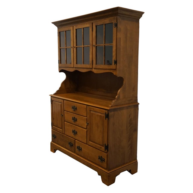 ETHAN ALLEN Heirloom Nutmeg Maple 48" Buffet w. Display Hutch 10-6007 / 10-6016 71" High 48.25" Wide 18.5" Deep We...