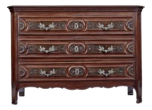French Carved Walnut Provincial Commode, 1850s