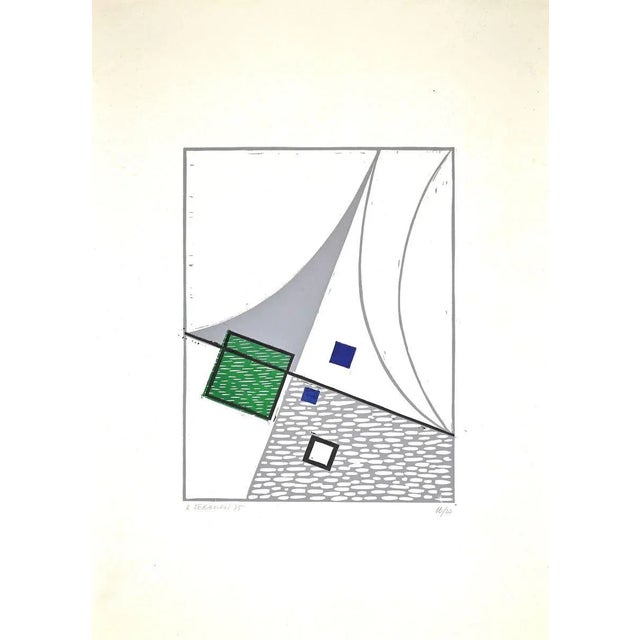 Composition is an original linocut realized by Luigi Veronesi in 1975. Hand-signed and numbered. Edition of 20 prints....