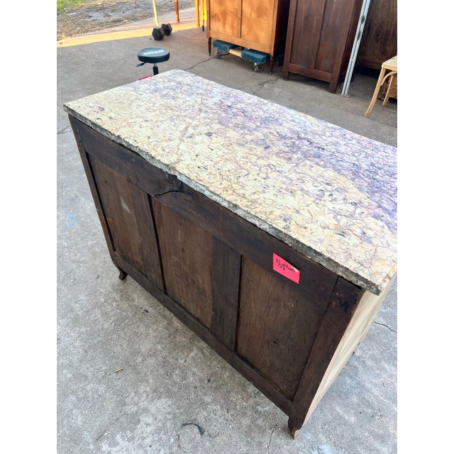 French 19th Century Louis XVI Bleached Walnut Marble Top Commode For Sale - Image 11 of 12