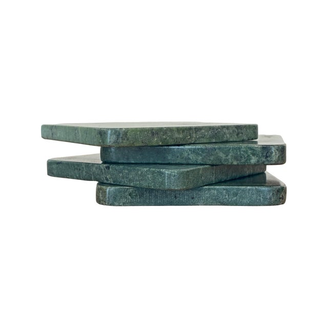 Kenneth Ludwig Chicago Evergreen Marble Coaster Set of 4 For Sale - Image 4 of 11