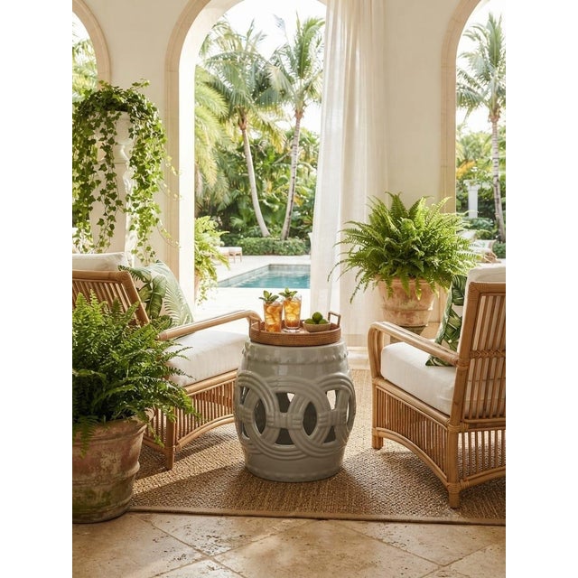 Vintage Italian Glazed Ceramic Interlocking-Circle Garden Seat For Sale - Image 12 of 12