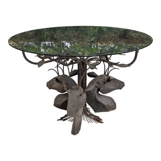 Hand Made Rust Finished Steel Deer Table Brutalist For Sale