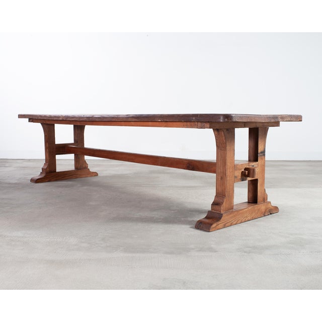 Late 19th Century Monumental French Arts Crafts Oak Farmhouse Dining Table 9.5 Ft For Sale - Image 5 of 16
