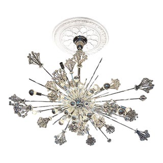 1960s J. & L. Lobmeyr Starburst Chandelier | Austrian Crystal & Chrome For Sale