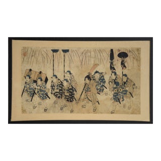 Festival Procession of a Daimyo - Original Woodblock Print For Sale