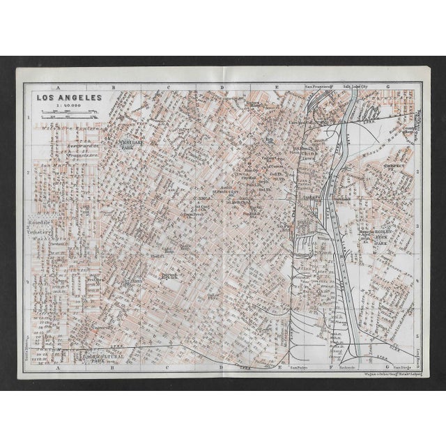 Traditional 1909 Antique Los Angeles Map For Sale - Image 3 of 3