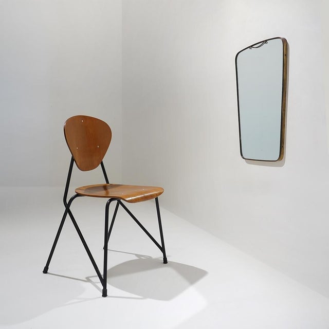 Wall Mirror with Brass Frame, 1950s For Sale - Image 12 of 13