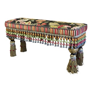 Mackenzie Childs Upholstered Bench For Sale