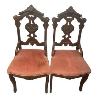 Early 1900s Pair of Gothic Victorian Chairs For Sale