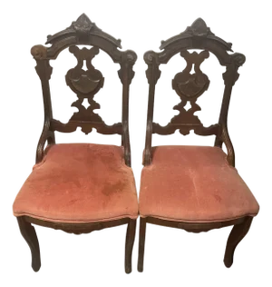 Early 1900s Pair of Gothic Victorian Chairs