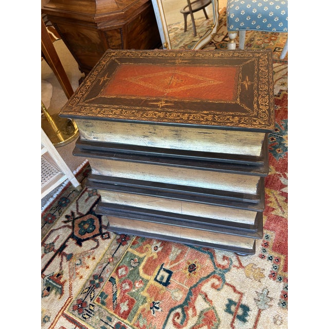 Trompe L’oeil Stack of Leather Books Chest of Drawers For Sale - Image 9 of 13