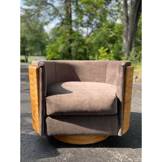 1970s Oak Barrel Chairs With Holly Hunt Mohair a Pair Chairish