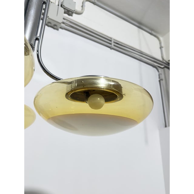 Three-Light Chandelier with Murano Glass Diffusers, Italy, 1970 For Sale - Image 4 of 13