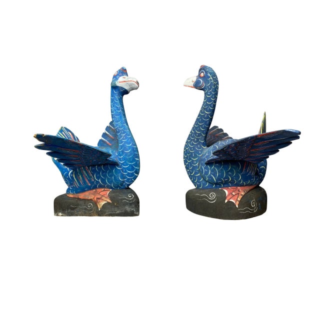 Balinese Carved and Painted Ducks from John Volk's Estate - a Pair For Sale In Boston - Image 6 of 11