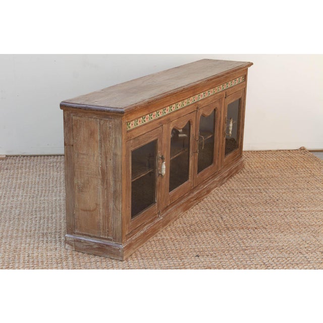 Brown Early 20th Century Scalloped Tile & Glass Colonial Console For Sale - Image 8 of 9