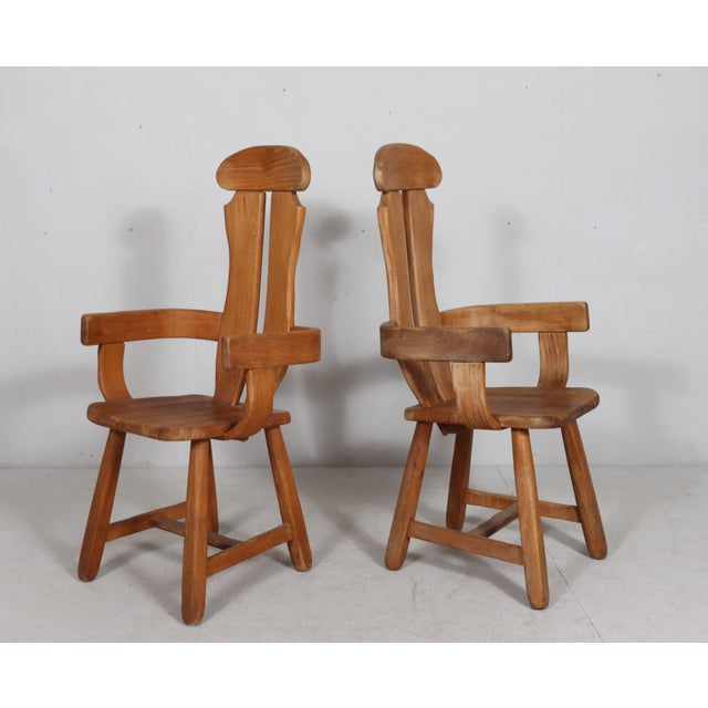 Wood Brutalist Dining Chairs in Oak by De Puydt, Belgium, 1970s, Set of 6 For Sale - Image 7 of 18