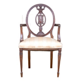 19th Century George III Hepplewhite Style Carved Mahogany Arm Chair For Sale