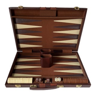 Vintage Large 23". Backgammon Set-Bakelite Markers-Complete For Sale