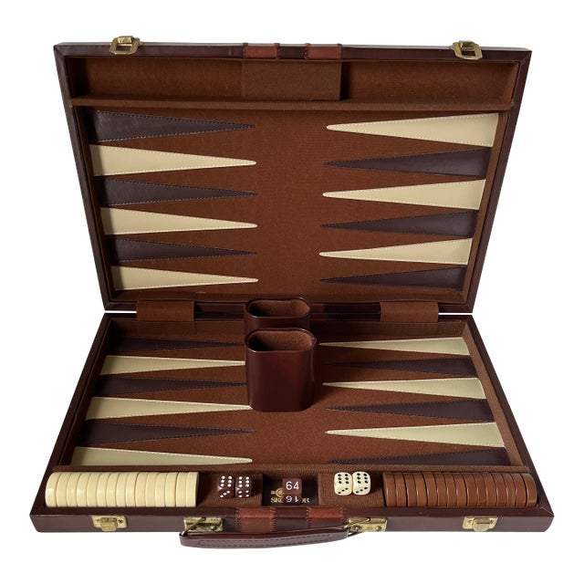 Vintage Large 23". Backgammon Set-Bakelite Markers-Complete For Sale