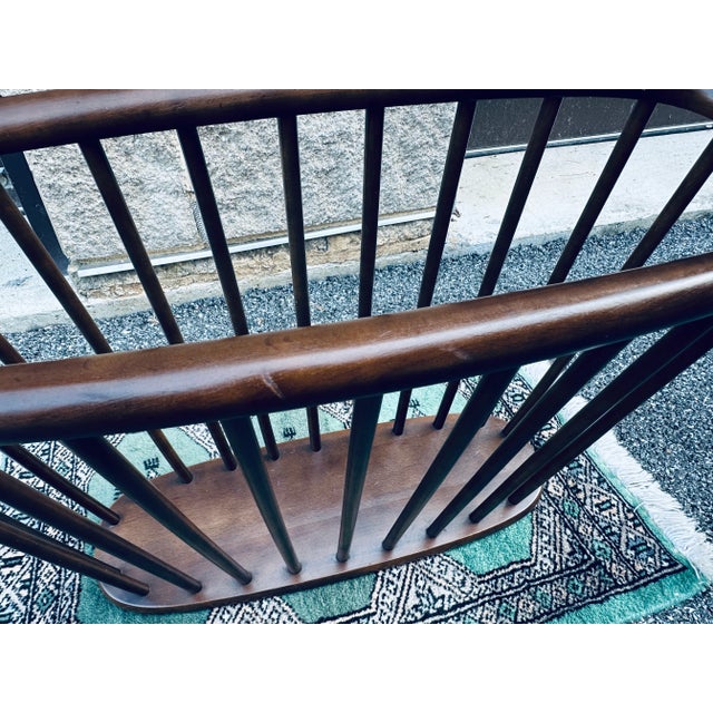 Mid-Century Modern Arthur Umanoff Walnut Spindle Magazine or Vinyl Record Rack For Sale - Image 10 of 10