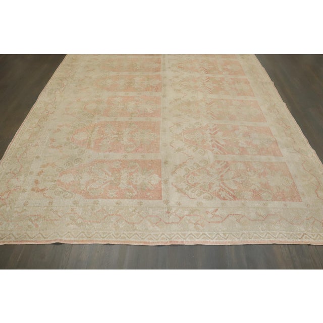 Textile Antique Zabihi Collection Turkish Ghiordes Soft Pink Gallery Corridor Rug For Sale - Image 7 of 12