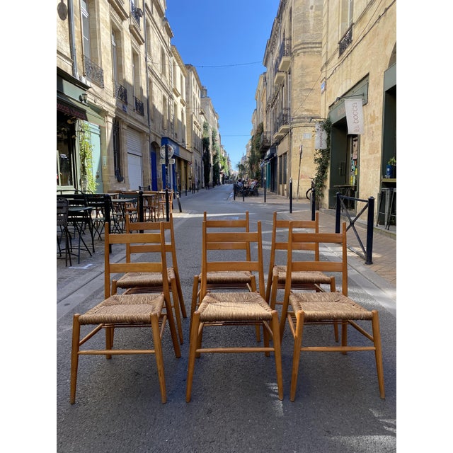 Vintage Turned Wood Chairs with Straw Seats by Yngve Ekström, 1950s, Set of 6 For Sale - Image 10 of 15