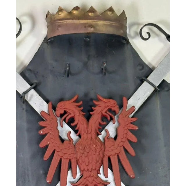 Pair of Vintage Iron Heraldic Wall Plaques For Sale - Image 9 of 12