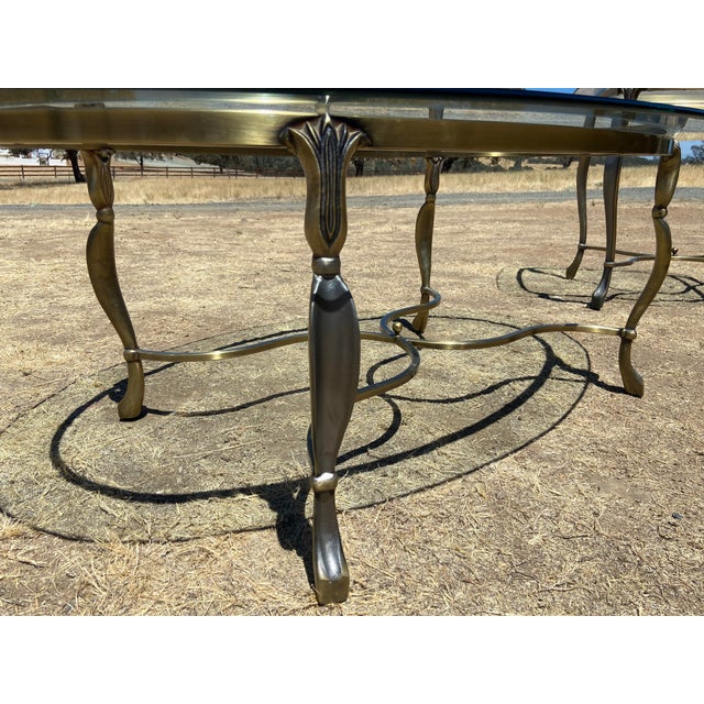 Vintage Hollywood Regency Style Oval Glass-Top Coffee Table and Side Table Set For Sale - Image 15 of 18