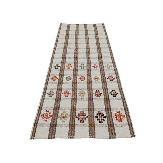 Cotton Vintage handwoven kilim rug from Adana region of Turkey. Approximately 50-60 years old. In very good condition.