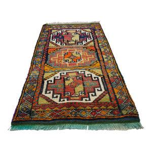 Distressed Turkish Yastik Petite Rug Hand Knotted Faded Mat 1'10" X 3'3"