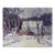 Early 20th Century Snowy Winter Farm Landscape Watercolor Painting For Sale