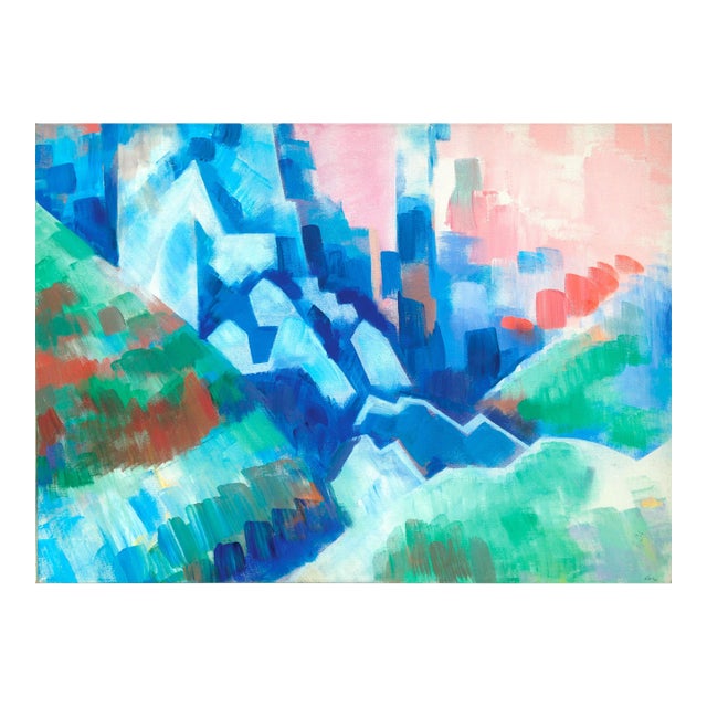Large Scale Abstracted Cityscape -- Mountains Overlooking the City by Erle Loran For Sale