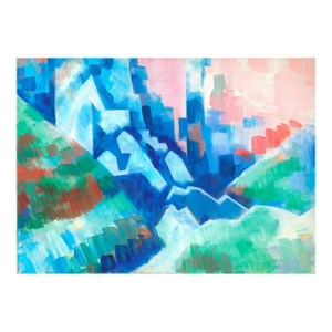 Large Scale Abstracted Cityscape -- Mountains Overlooking the City by Erle Loran