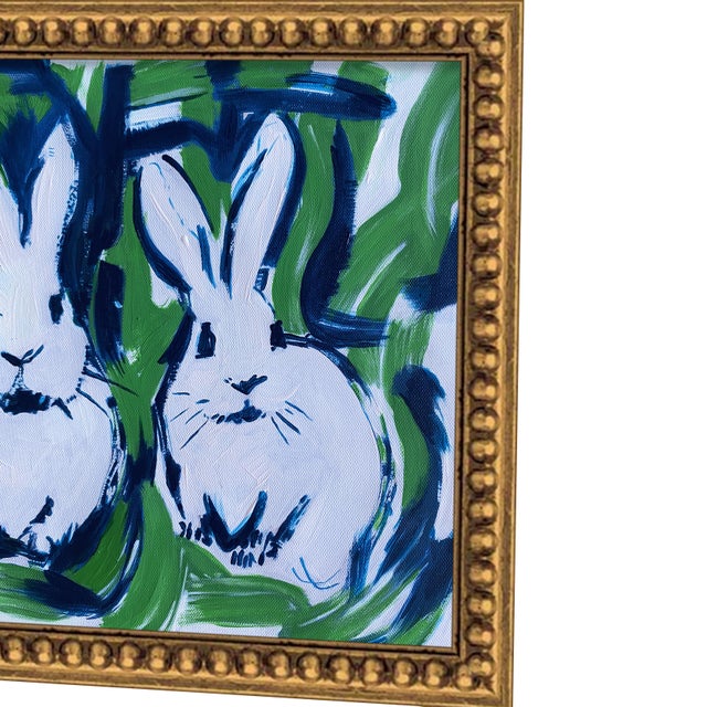 Abstract Original Bunny Painting – Hand Painted Acrylic Framed Rabbit Art by Tatiana Duperault For Sale - Image 3 of 6