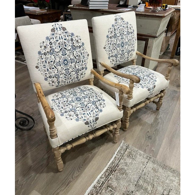 18th Century Bleached Pine Open Arm Chairs - Set of 2 For Sale - Image 4 of 5
