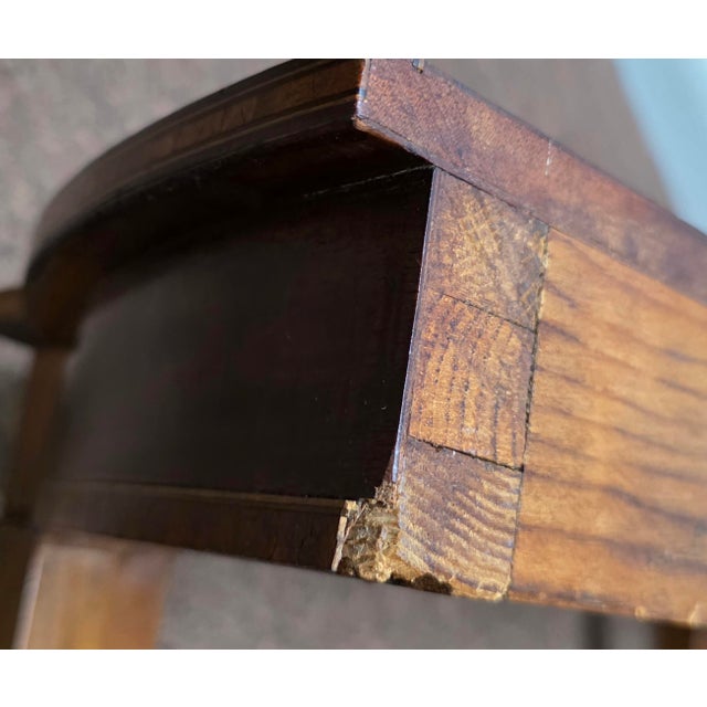 American Federal Inlaid Mahogany Wall-Mounted Demi-Lune Pier Table With Radiating Fan Inlay and Stringing, Circa 1800 For Sale - Image 13 of 18