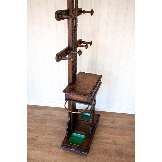 Arts & Crafts Carved Oak Hall Stand, 1870 For Sale - Image 14 of 18