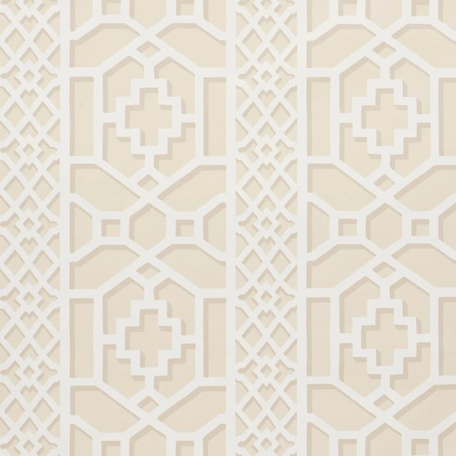 Schumacher Schumacher Zanzibar Trellis Wallpaper in Sand For Sale - Image 4 of 4