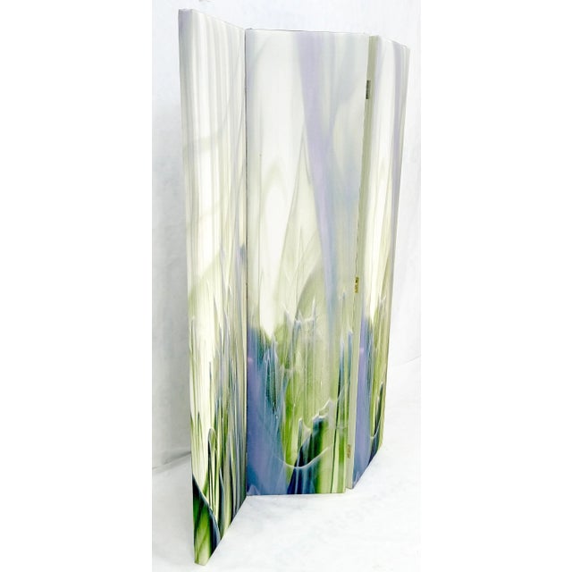 1970s Vintage c1970s Mid Century Painted Canvas 3 Panels Room Divider Screen For Sale - Image 5 of 10