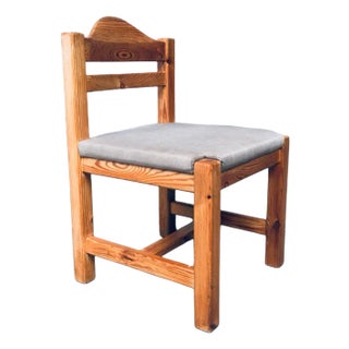 Brutalist Square Model Pine Dining Chairs, 1970s, Set of 6 For Sale