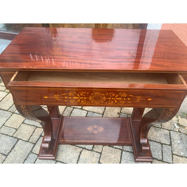 Biedermeier Console Inlaid in Mahogany, 1840s For Sale - Image 4 of 18