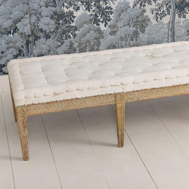 Beige 19th C. Swedish Gustavian Period Footstool or Bench in Original Paint For Sale - Image 8 of 18
