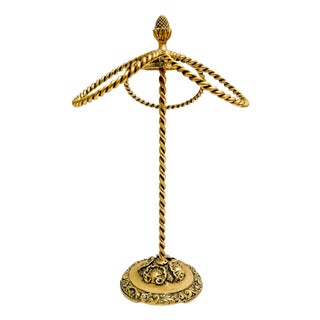 Vintage Gold Gilt Three Ring Metal Hand Towel Holder For Sale