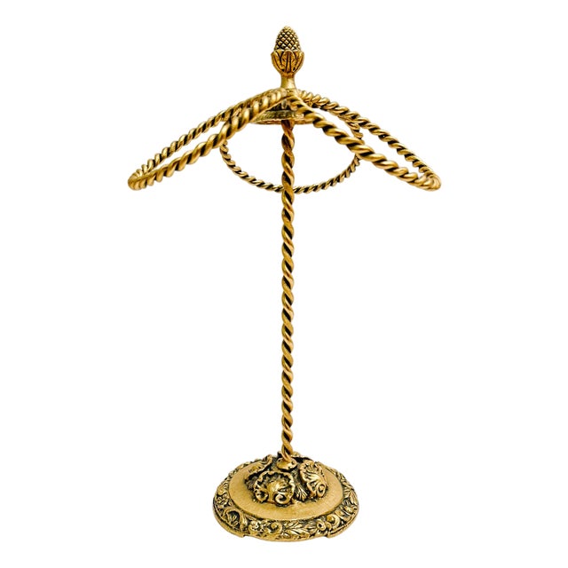 Vintage Gold Gilt Three Ring Metal Hand Towel Holder For Sale